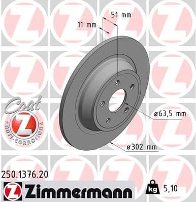 Bremžu diski ZIMMERMANN 250.1376.20 1