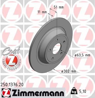 Bremžu diski ZIMMERMANN 250.1376.20 1