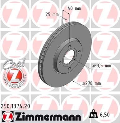 Bremžu diski ZIMMERMANN 250.1374.20 1