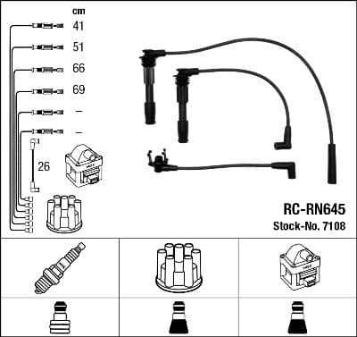 Augstsprieguma vadu komplekts NGK 7108 1