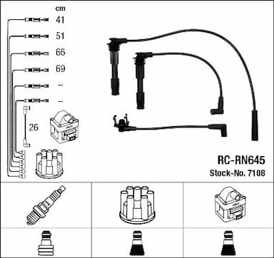 Augstsprieguma vadu komplekts NGK 7108 1