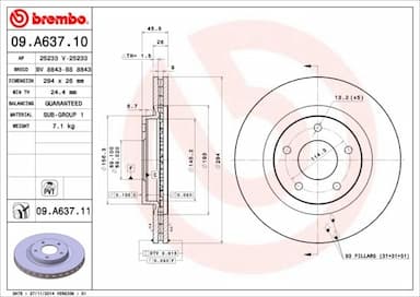 Bremžu diski BREMBO 09.A637.11 1