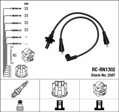 Augstsprieguma vadu komplekts NGK 2587 1