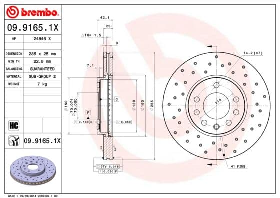 Bremžu diski BREMBO 09.9165.1X 1