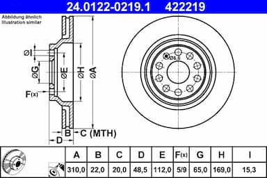 Bremžu diski ATE 24.0122-0219.1 1