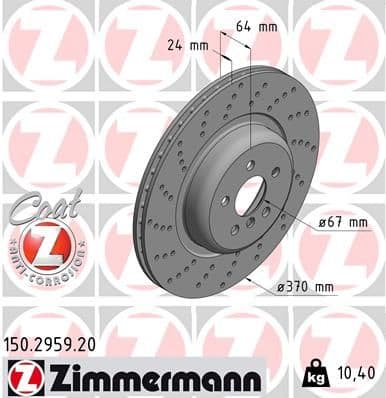 Bremžu diski ZIMMERMANN 150.2959.20 1