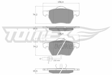 Bremžu uzliku kompl., Disku bremzes TOMEX Brakes TX 13-13 1