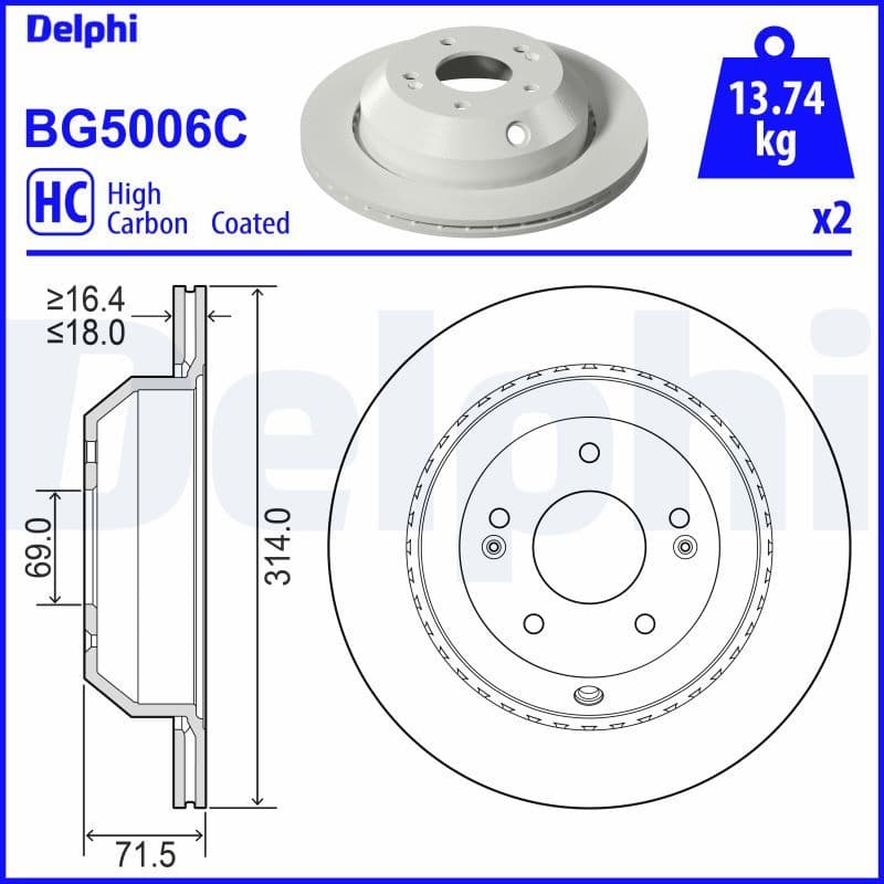 Bremžu diski DELPHI BG5006C 1