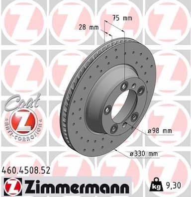 Bremžu diski ZIMMERMANN 460.4508.52 1