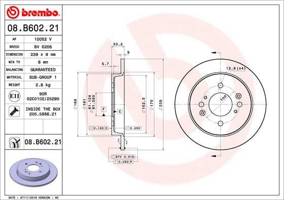 Bremžu diski BREMBO 08.B602.21 1