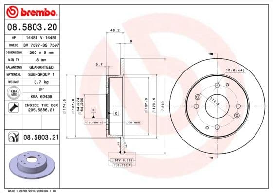 Bremžu diski BREMBO 08.5803.21 1