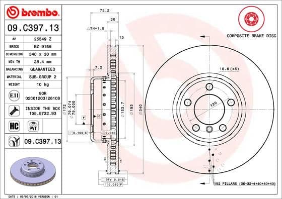 Bremžu diski BREMBO 09.C397.13 1