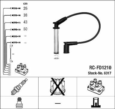 Augstsprieguma vadu komplekts NGK 6317 1