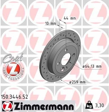 Bremžu diski ZIMMERMANN 150.3446.52 1