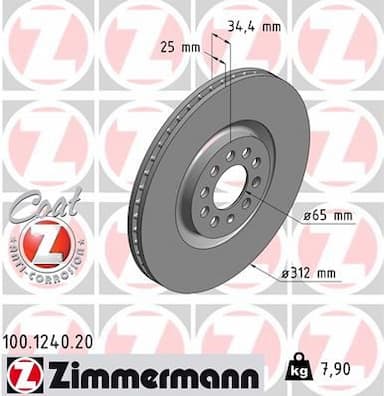 Bremžu diski ZIMMERMANN 100.1240.20 1