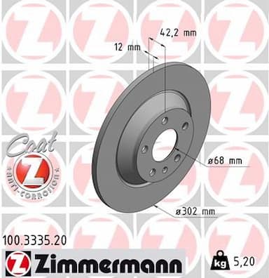 Bremžu diski ZIMMERMANN 100.3335.20 1