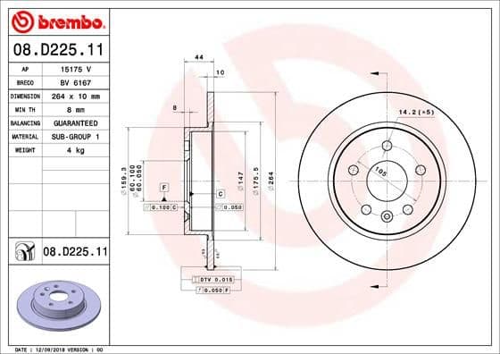 Bremžu diski BREMBO 08.D225.11 1