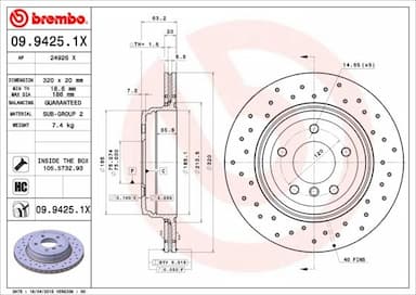 Bremžu diski BREMBO 09.9425.1X 1