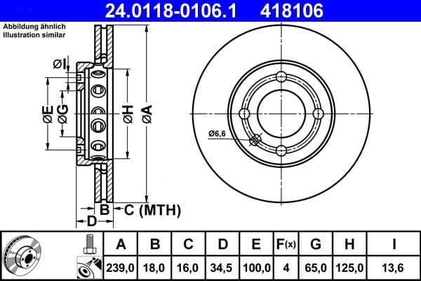 Bremžu diski ATE 24.0118-0106.1 1