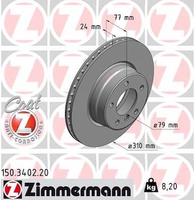 Bremžu diski ZIMMERMANN 150.3402.20 1