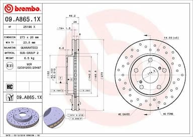 Bremžu diski BREMBO 09.A865.1X 1