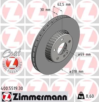 Bremžu diski ZIMMERMANN 400.5519.30 1