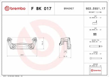 Bremžu suporta skavas stipr. korpusa kompl. BREMBO F BK 017 2