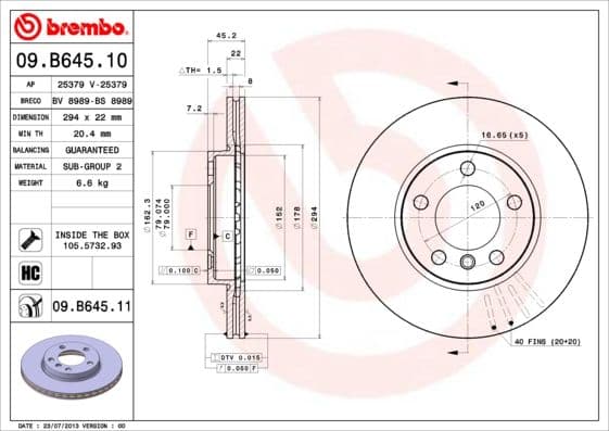 Bremžu diski BREMBO 09.B645.11 1