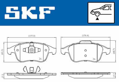 Bremžu uzliku kompl., Disku bremzes SKF VKBP 80336 2