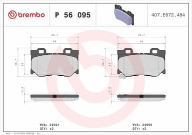 Bremžu uzliku kompl., Disku bremzes BREMBO P 56 095 1