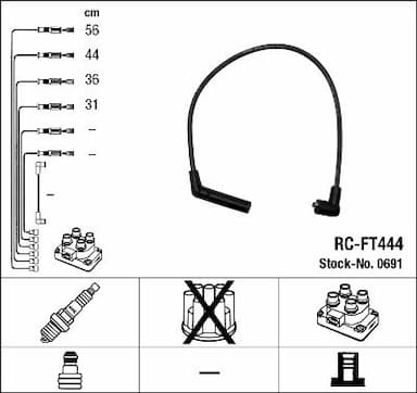 Augstsprieguma vadu komplekts NGK 0691 1