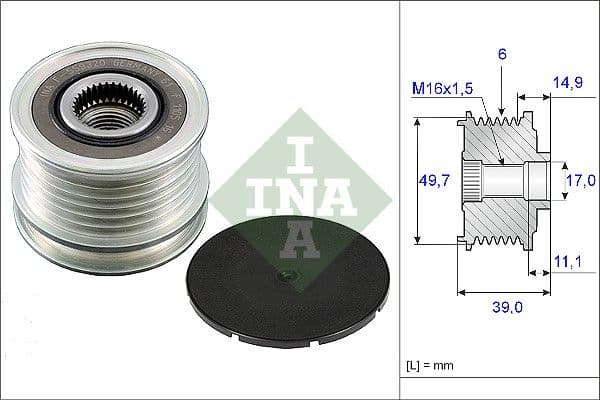 Ģeneratora brīvgaitas mehānisms INA 535 0050 10 1