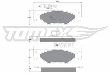 Bremžu uzliku kompl., Disku bremzes TOMEX Brakes TX 10-281 1