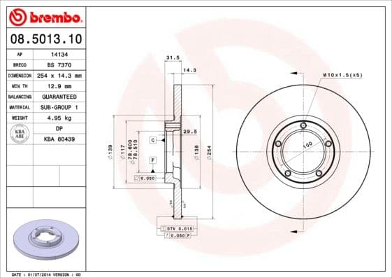 Bremžu diski BREMBO 08.5013.10 1