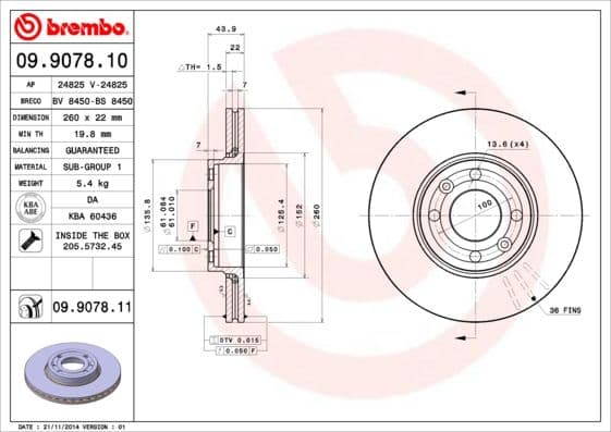 Bremžu diski BREMBO 09.9078.11 1