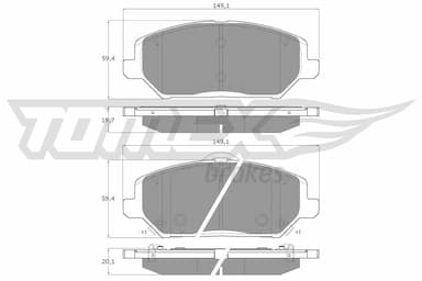 Bremžu uzliku kompl., Disku bremzes TOMEX Brakes TX 19-59 1