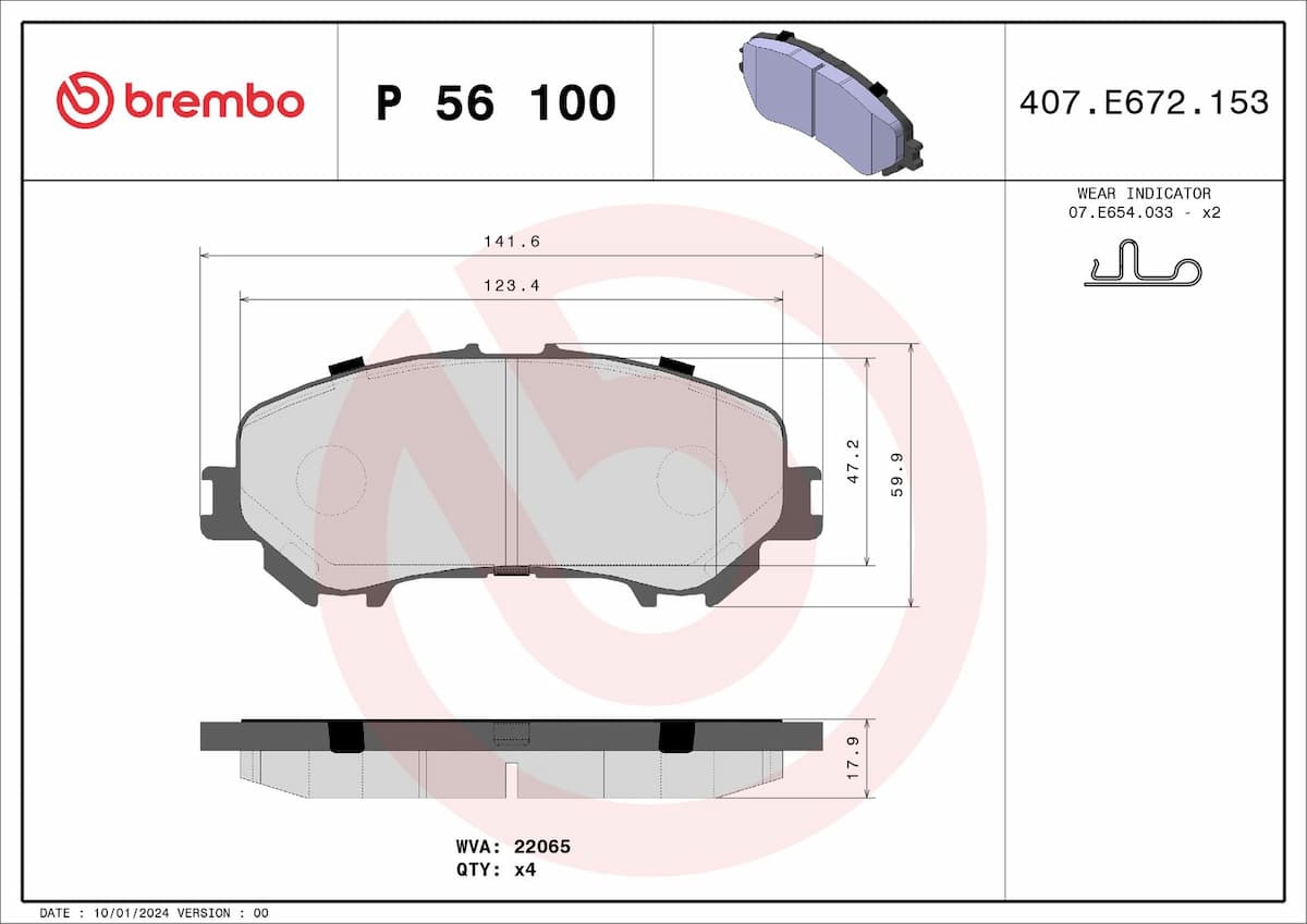 Bremžu uzliku kompl., Disku bremzes BREMBO P 56 100 1