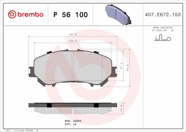 Bremžu uzliku kompl., Disku bremzes BREMBO P 56 100 1