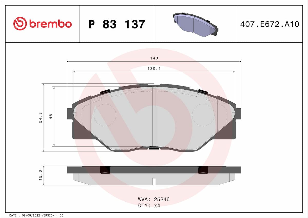 Bremžu uzliku kompl., Disku bremzes BREMBO P 83 137 1