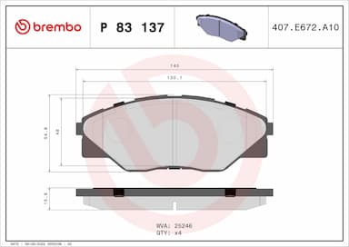 Bremžu uzliku kompl., Disku bremzes BREMBO P 83 137 1