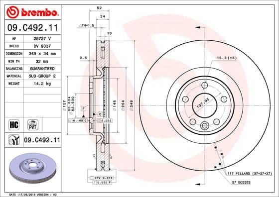 Bremžu diski BREMBO 09.C492.11 1