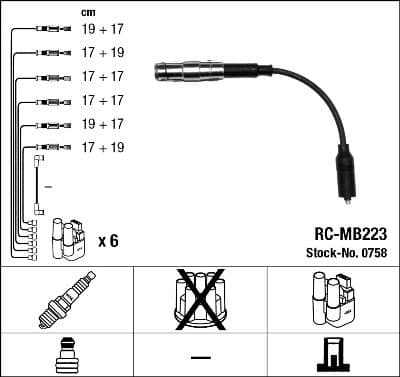 Augstsprieguma vadu komplekts NGK 0758 1