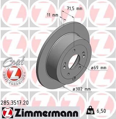 Bremžu diski ZIMMERMANN 285.3517.20 1