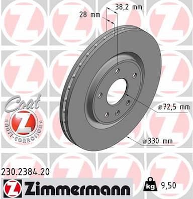 Bremžu diski ZIMMERMANN 230.2384.20 1