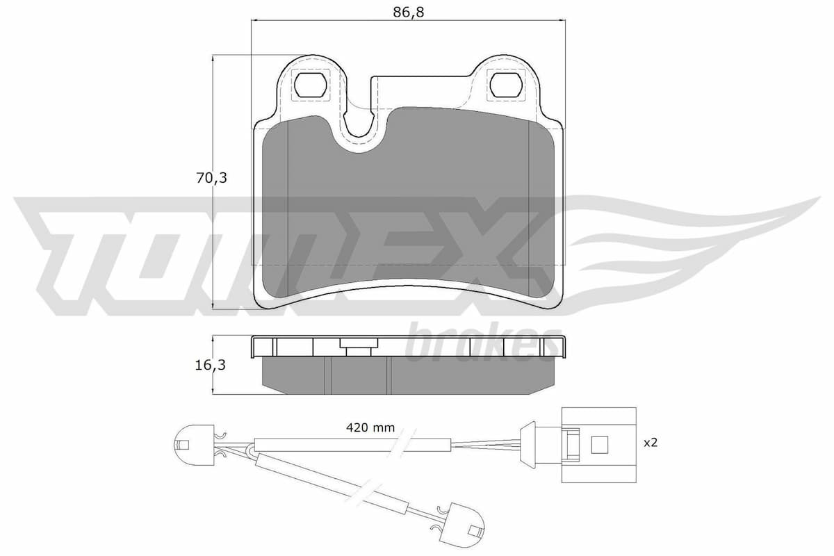 Bremžu uzliku kompl., Disku bremzes TOMEX Brakes TX 16-21 1