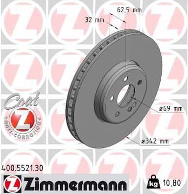 Bremžu diski ZIMMERMANN 400.5521.30 1