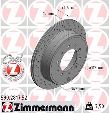 Bremžu diski ZIMMERMANN 590.2817.52 1