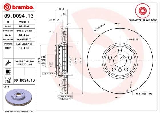 Bremžu diski BREMBO 09.D094.13 1