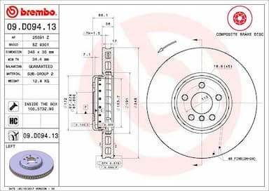 Bremžu diski BREMBO 09.D094.13 1