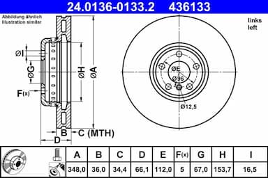 Bremžu diski ATE 24.0136-0133.2 1